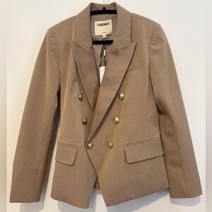 NWT L'AGENCE Kenzie Tan Double-Breasted‎ Women's Blazer Gold Buttons Size 4